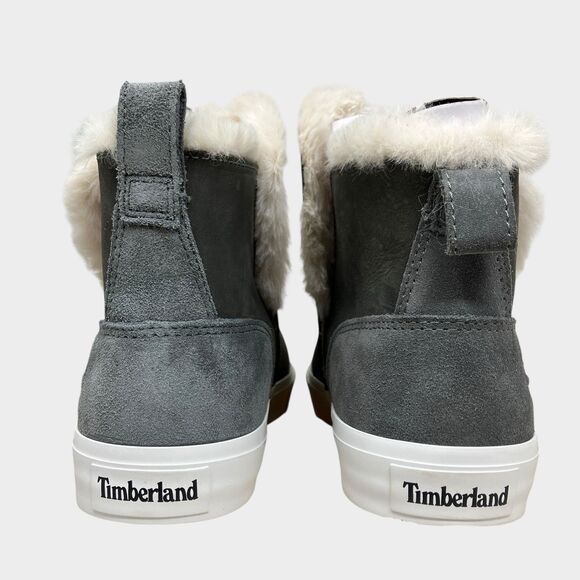 Timberland Fur-Lined Chelsea Boots 7 Grey Leather Pull On Nubuck Winter - Picture 5 of 11